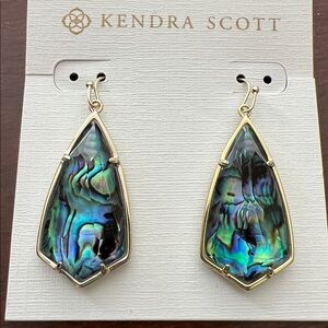 NWT Kendra Scott Carla Drop Earrings in Abalone Shell - Gold Tone